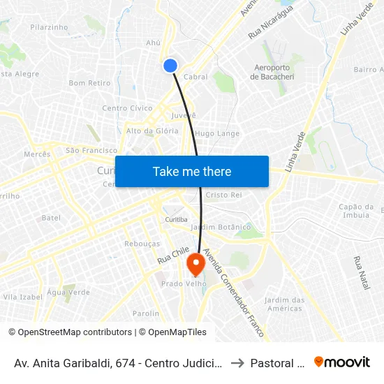 Av. Anita Garibaldi, 674 - Centro Judiciário De Curitiba to Pastoral Pucpr map