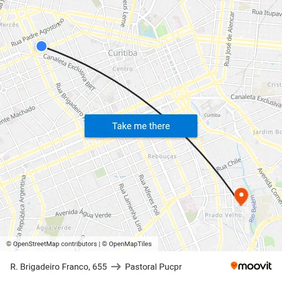 R. Brigadeiro Franco, 655 to Pastoral Pucpr map