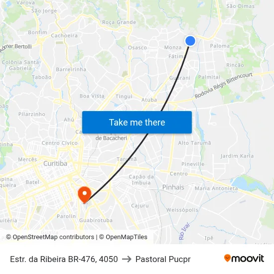 Estr. da Ribeira BR-476, 4050 to Pastoral Pucpr map