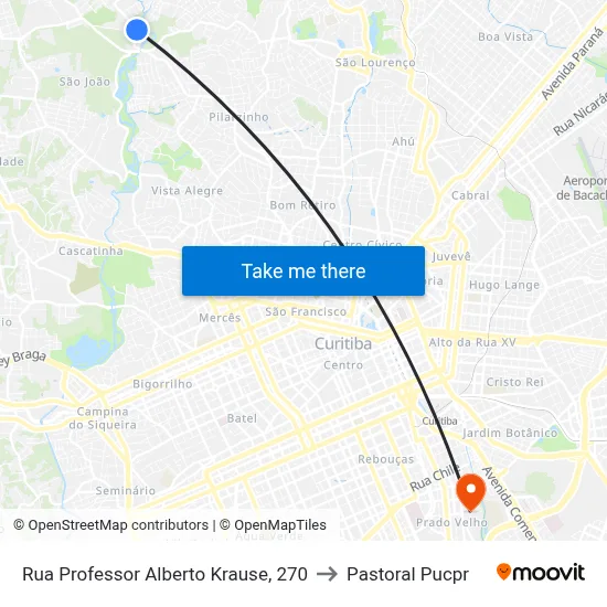 Rua Professor Alberto Krause, 270 to Pastoral Pucpr map