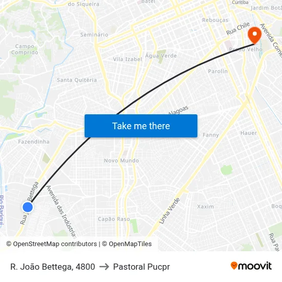R. João Bettega, 4800 to Pastoral Pucpr map