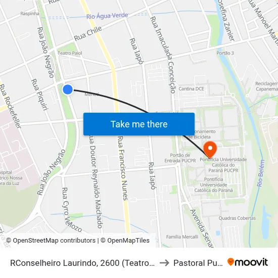 RConselheiro Laurindo, 2600 (Teatro Paiol) to Pastoral Pucpr map