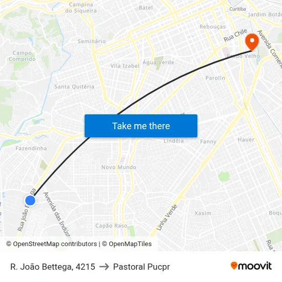R. João Bettega, 4215 to Pastoral Pucpr map