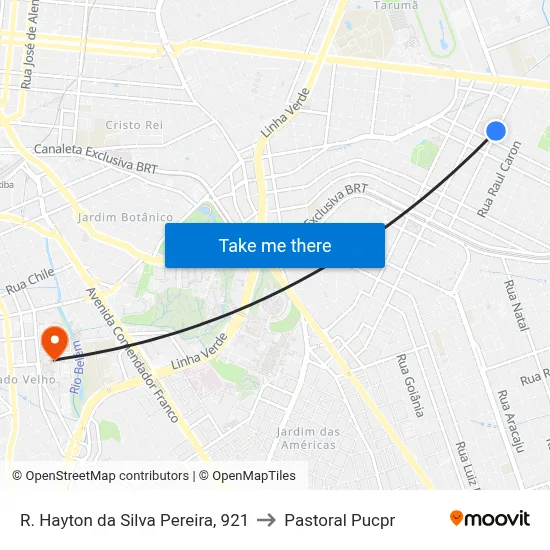R. Hayton da Silva Pereira, 921 to Pastoral Pucpr map
