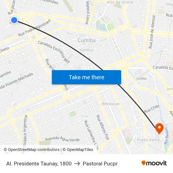 Al. Presidente Taunay, 1800 to Pastoral Pucpr map