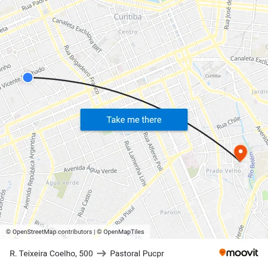 R. Teixeira Coelho, 500 to Pastoral Pucpr map
