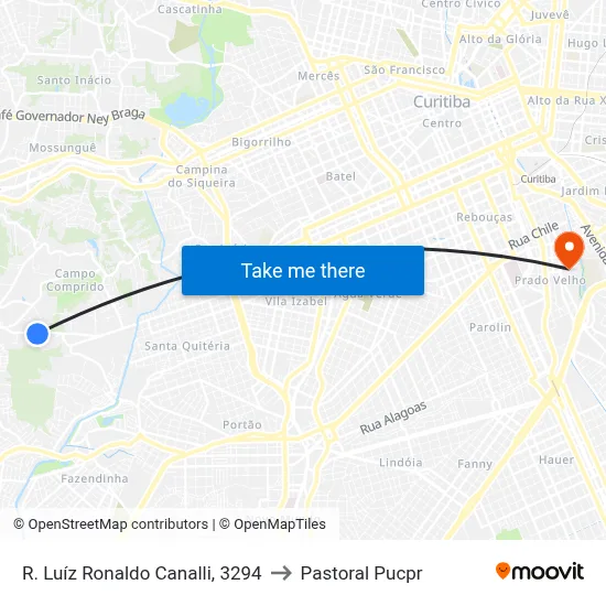 R. Luíz Ronaldo Canalli, 3294 to Pastoral Pucpr map