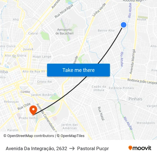 Avenida Da Integração, 2632 to Pastoral Pucpr map