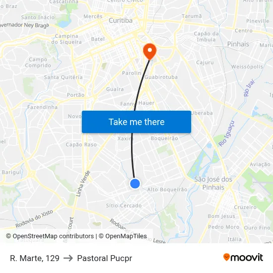 R. Marte, 129 to Pastoral Pucpr map