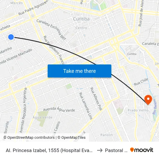 Al. Princesa Izabel, 1555 (Hospital Evangélico Mackenzie) to Pastoral Pucpr map