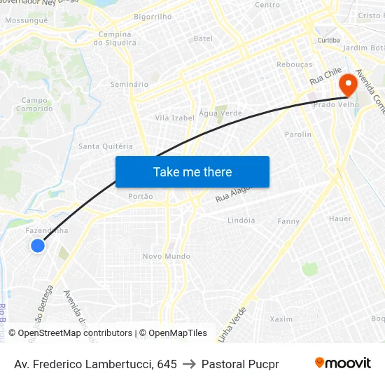 Av. Frederico Lambertucci, 645 to Pastoral Pucpr map