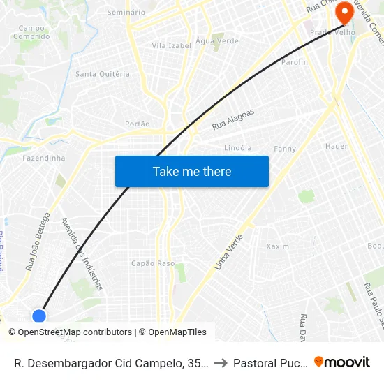 R. Desembargador Cid Campelo, 3565 to Pastoral Pucpr map