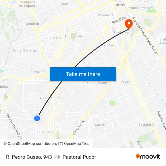 R. Pedro Gusso, 943 to Pastoral Pucpr map