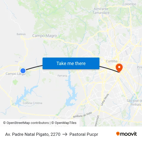 Av. Padre Natal Pigato, 2270 to Pastoral Pucpr map