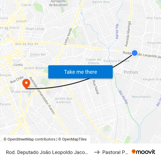 Rod. Deputado João Leopoldo Jacomel, 12162 to Pastoral Pucpr map