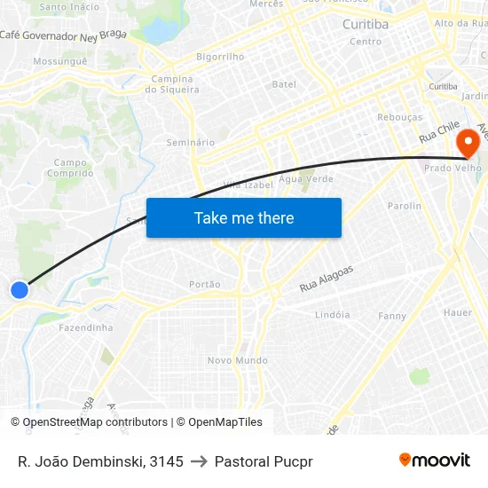 R. João Dembinski, 3145 to Pastoral Pucpr map
