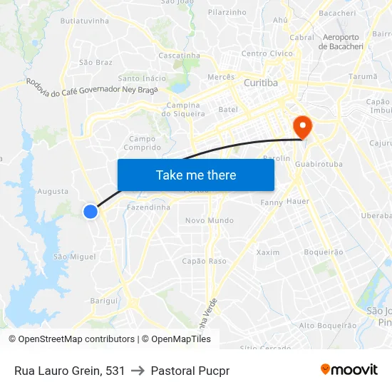Rua Lauro Grein, 531 to Pastoral Pucpr map
