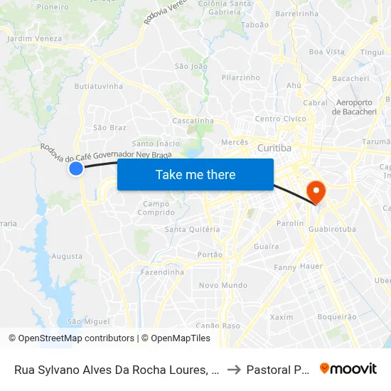 Rua Sylvano Alves Da Rocha Loures, 238-380 to Pastoral Pucpr map