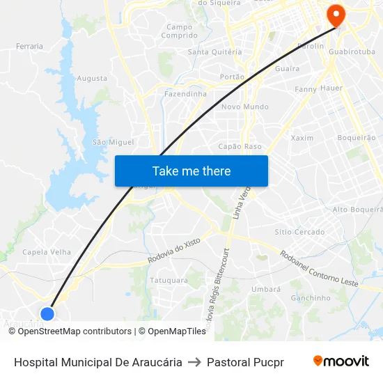 Hospital Municipal De Araucária to Pastoral Pucpr map