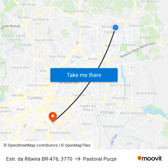 Estr. da Ribeira BR-476, 3770 to Pastoral Pucpr map