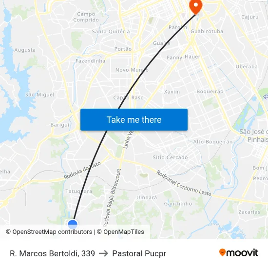 R. Marcos Bertoldi, 339 to Pastoral Pucpr map