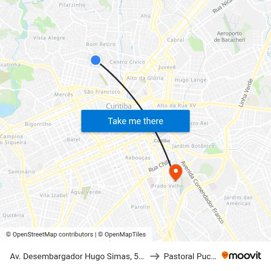 Av. Desembargador Hugo Simas, 500 to Pastoral Pucpr map