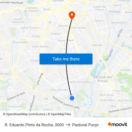 R. Eduardo Pinto da Rocha, 3000 to Pastoral Pucpr map