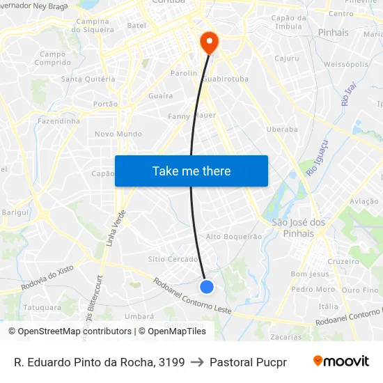 R. Eduardo Pinto da Rocha, 3199 to Pastoral Pucpr map