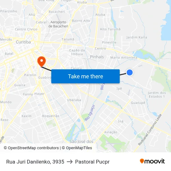 Rua Juri Danilenko, 3935 to Pastoral Pucpr map