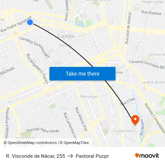 R. Visconde de Nácar, 255 to Pastoral Pucpr map
