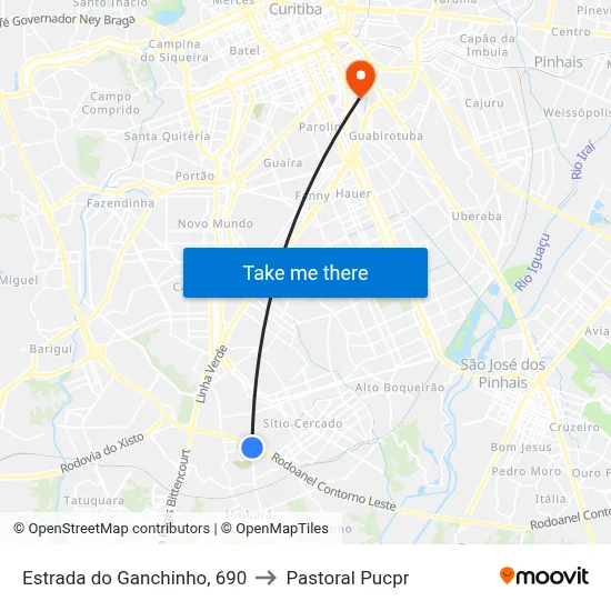 Estrada do Ganchinho, 690 to Pastoral Pucpr map