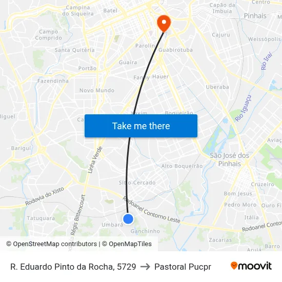 R. Eduardo Pinto da Rocha, 5729 to Pastoral Pucpr map