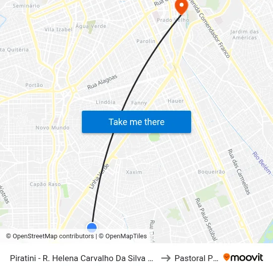 Piratini - R. Helena Carvalho Da Silva Corrêa, 196 to Pastoral Pucpr map