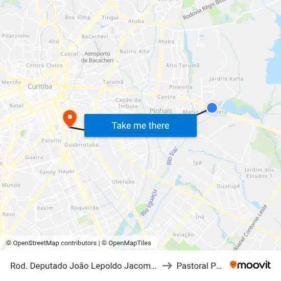 Rod. Deputado João Lepoldo Jacomel, 9054 to Pastoral Pucpr map