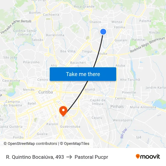 R. Quintino Bocaiúva, 493 to Pastoral Pucpr map