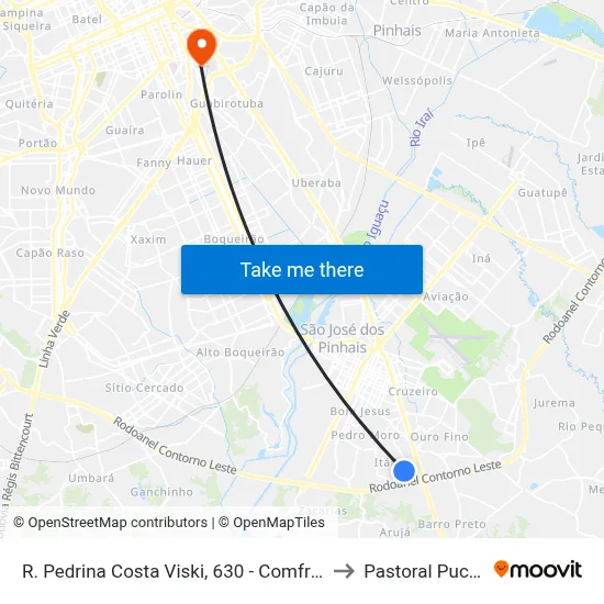 R. Pedrina Costa Viski, 630 - Comfrio to Pastoral Pucpr map