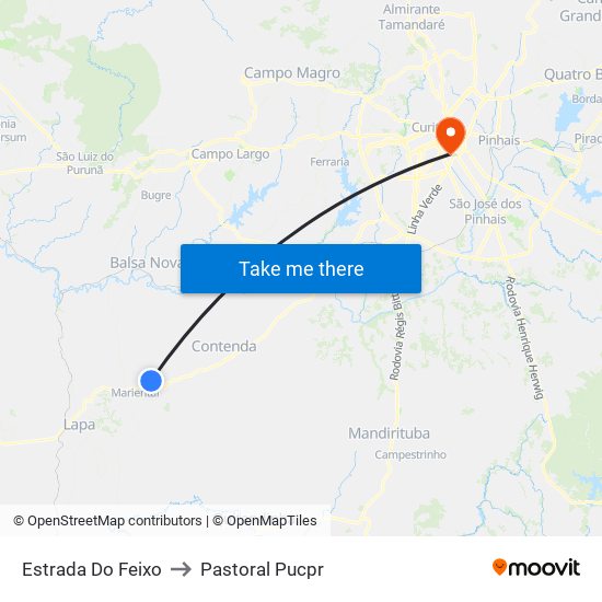 Estrada Do Feixo to Pastoral Pucpr map