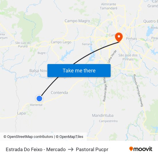 Estrada Do Feixo - Mercado to Pastoral Pucpr map