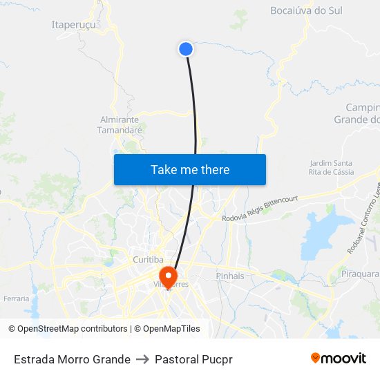 Estrada Morro Grande to Pastoral Pucpr map