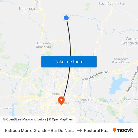 Estrada Morro Grande - Bar Do Nardão to Pastoral Pucpr map