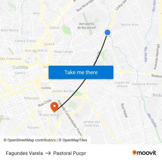 Fagundes Varela to Pastoral Pucpr map