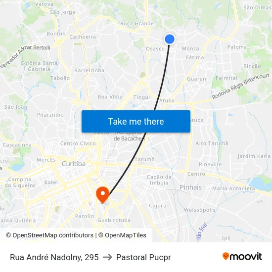 Rua André Nadolny, 295 to Pastoral Pucpr map