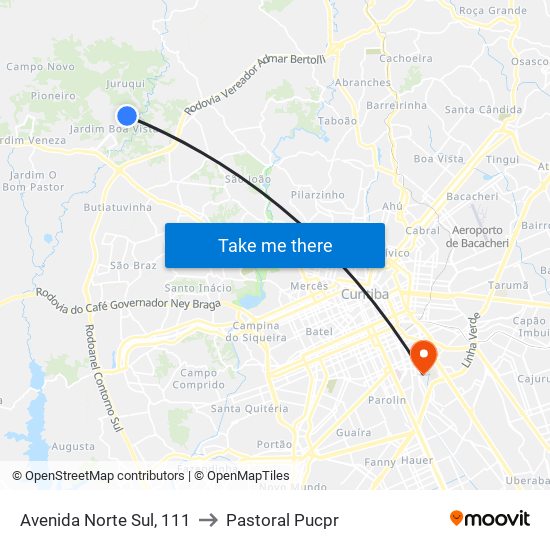 Avenida Norte Sul, 111 to Pastoral Pucpr map