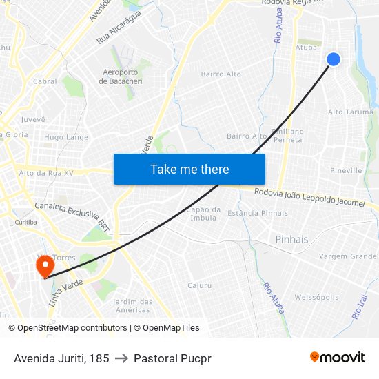 Avenida Juriti, 185 to Pastoral Pucpr map