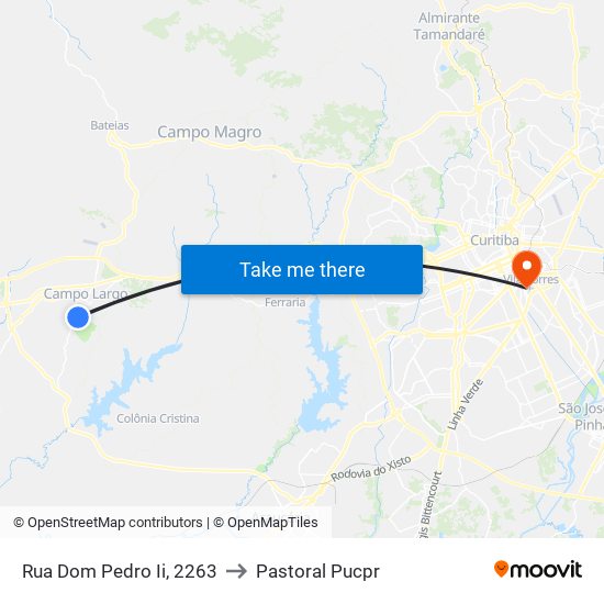 Rua Dom Pedro Ii, 2263 to Pastoral Pucpr map