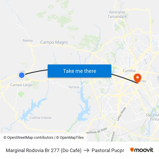 Marginal Rodovia Br 277 (Do Café) to Pastoral Pucpr map