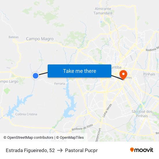 Estrada Figueiredo, 52 to Pastoral Pucpr map