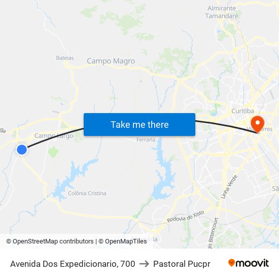 Avenida Dos Expedicionario, 700 to Pastoral Pucpr map