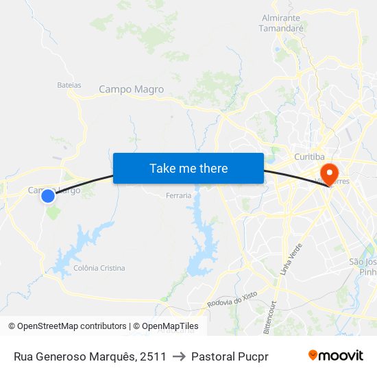 Rua Generoso Marquês, 2511 to Pastoral Pucpr map