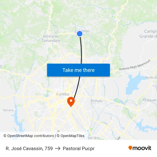 R. José Cavassin, 759 to Pastoral Pucpr map